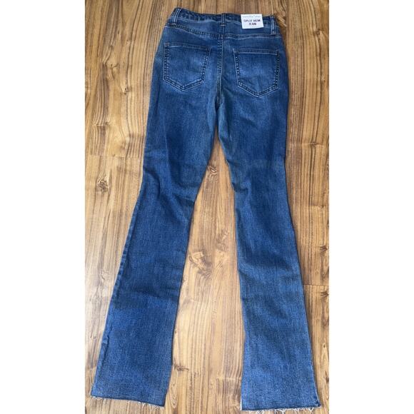 Vanilla Star Womens Blue Split Hem Denim High-Waisted Jeans Juniors 1/25 NEW NWT - Picture 2 of 6